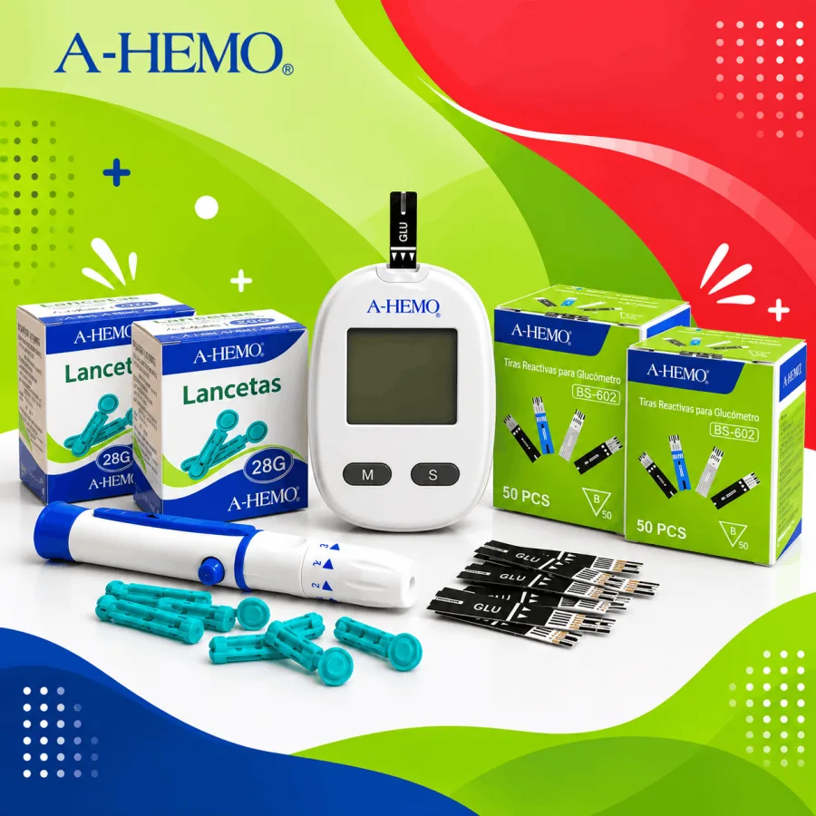 Kit Medidor de Glucosa + 100 Tiras + 100 Lancetas