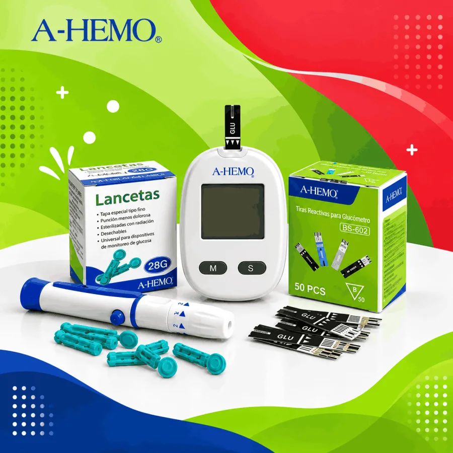 Kit Medidor de Glucosa + 50 Tiras + 50 Lancetas